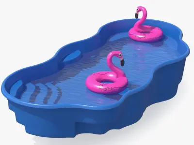 Swimming Pools with Inflatable Pool Floats Collection 2 3D model