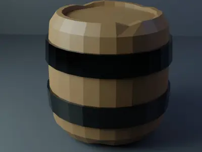 Low Poly Barrel set with 6 barrels Free low-poly 3D model