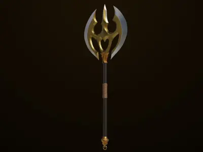 Battle Axe06 Bronze All PBR Unity UE Textures Included Low-poly 3D model