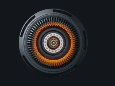 Hot turbine for machinery engine 3D model