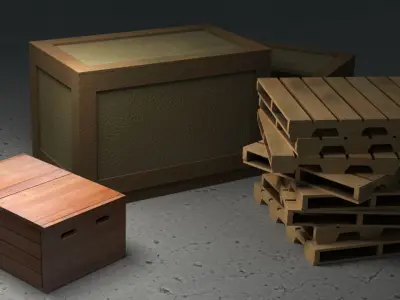 Wooden Crates 3D model get