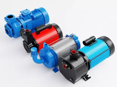 Industrial Electric Water Pump And Centrifugal Motor Pack Low-poly 3D model