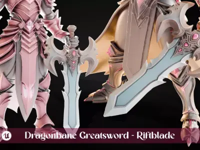 Stylized Sword - Dragonbane Greatsword Riftblade - Game Ready 3D model