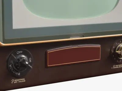 Vintage Tube Television 1950s Brown 3D model