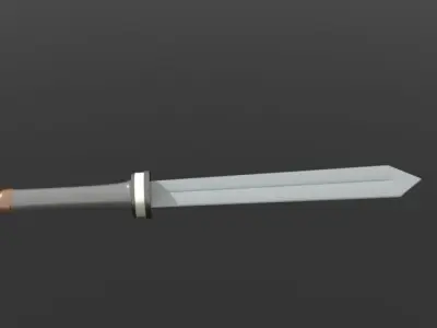 Sword Low-poly 3D model lamp with metal rod hanging from it Free 3D model
