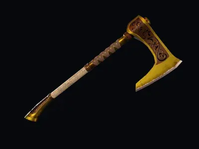 Battle Axe Gold Low-poly 3D model