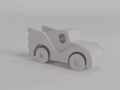wooden toy car Low-poly 3D model