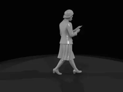 HO Figure 1950 Older Woman Reading Printable STL 3D print model
