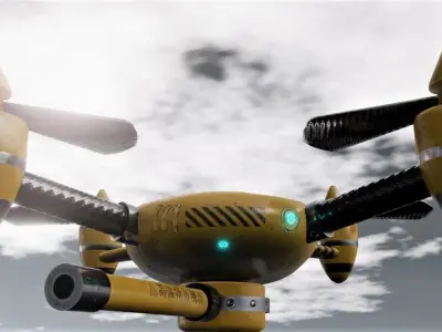 Air Force Combat Drone in 2 colors Low-poly 3D model