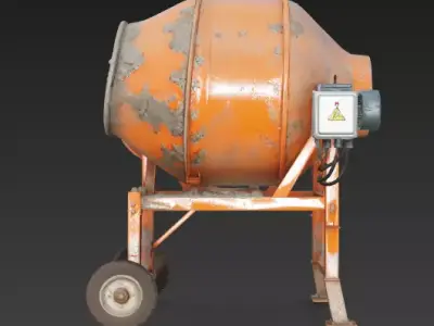 Portable Industrial Cement Mixer 3D Model Low-poly 3D model