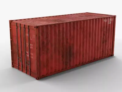 20Ft Cargo Container - Red - Rusted 3D model