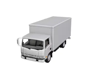 Low Poly Medium Box Truck Cargo Delivery Vehicle Model Low-poly 3D model