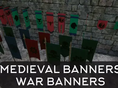 Medieval War Banner Collection 3D Model Pack purchase