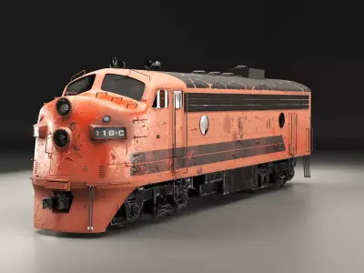 Vintage EMD F7 Diesel Locomotive - Low Poly PBR Game-Ready Low-poly 3D model