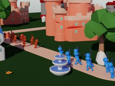 Big Hyper Casual Medieval Castle set modular Free low-poly 3D model