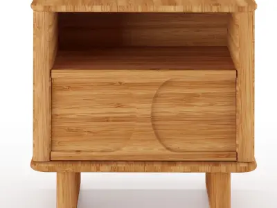 wes wood nightstand with drawer 3D model