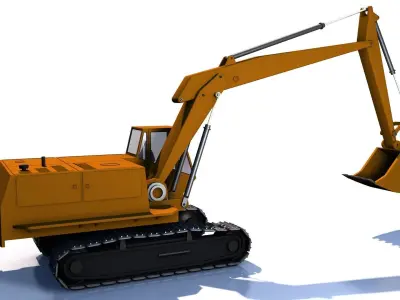 Construction excavator Low-poly 3D model