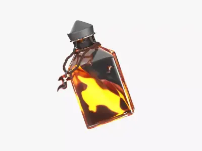 Fire Spell Potion 3D Illustration 3D model