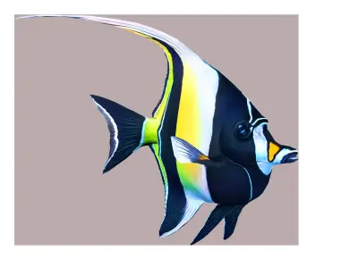 Fish Zanclus Cornutus Low-poly 3D model