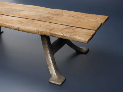 Antique wood table Low-poly 3D model