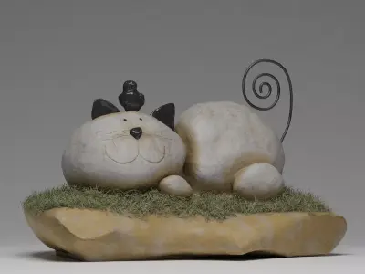 stone cat 3D model