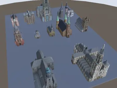 Churches very low-poly 3d models Low-poly 3D model