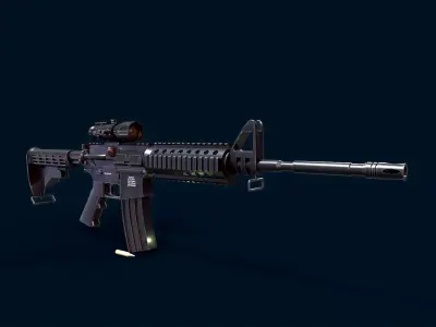 Rapid Fire Gun Low-poly 3D model