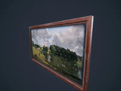 Old paints  frame Wood  HDRP Antique Low-poly 3D model