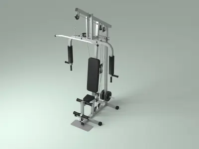 Home Gym Station and Free Weights Low-poly 3D model