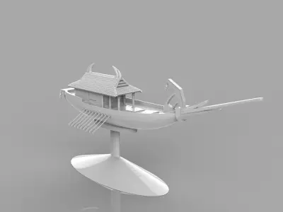 china old boat 3D print model