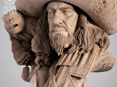 Wicked Movies Barbossa Portrait Bust 3D print model