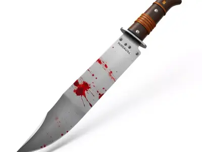 Bloody Bowie Knife Game Ready Low-poly 3D model