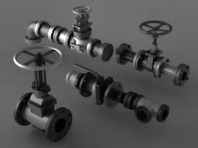 pipe pipes industrial low poly pipeline valve game 3D model from CGTrader