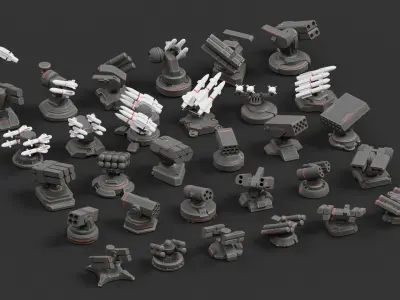 Missile and Rocket Launcher Pack Low-poly 3D model