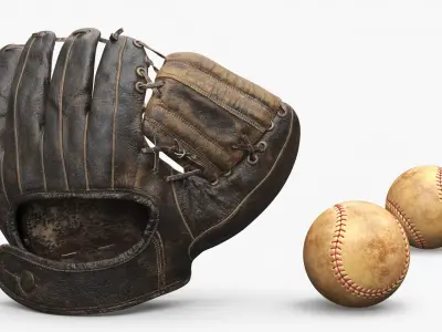  Vintage Baseball Glove with Ball Used 
