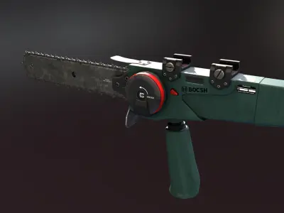 Rifle Chainsaw Attachment Low-poly 3D model