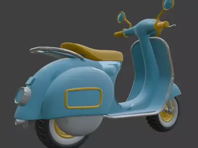 Vintage Retro Scooter 3D Model 3D model 5
