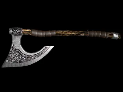 viking axe Low-poly 3D model 17