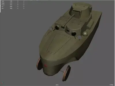 Armored train BAD-2 Low-poly 3D model
