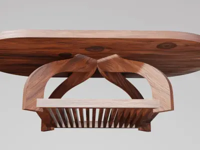 Rustic Table Low-poly 3D model