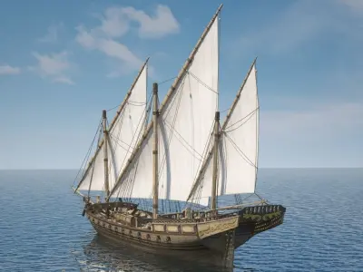 Xebec sailing ship 3D model