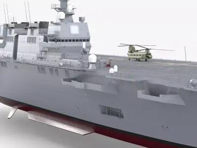 Izumo Class Helicopter Carrier with CH-47 Chinook 3D model
