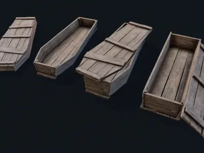 Old Coffin  Low-poly 3D model