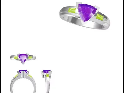 JCD Format Antique color stone rings jewelcad 3D print model buy
