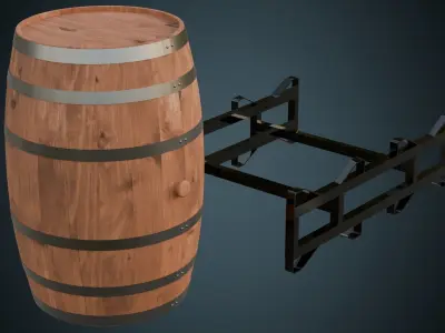 Wooden Barrel 1 Basic Low-poly 3D model