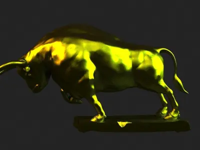 charging bull wall street sculpture statue cow 3D model