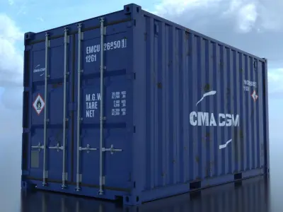 Shipping Container 16foot Rigged Low-poly 3D model