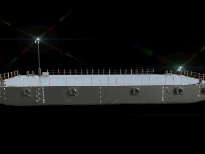 Truckable Push Boat and  PONTOON  Low-poly 3D model