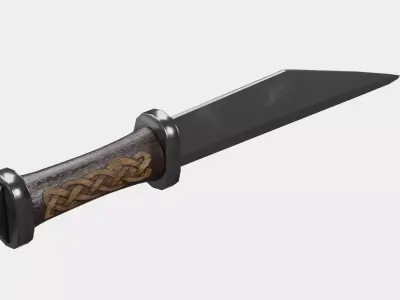 Seax Knife Engraved Low-poly 3D model