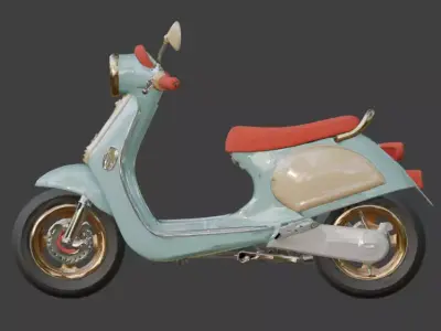 Futuristic Retro-Style Mini Scooter 3D Model Low-poly 3D model